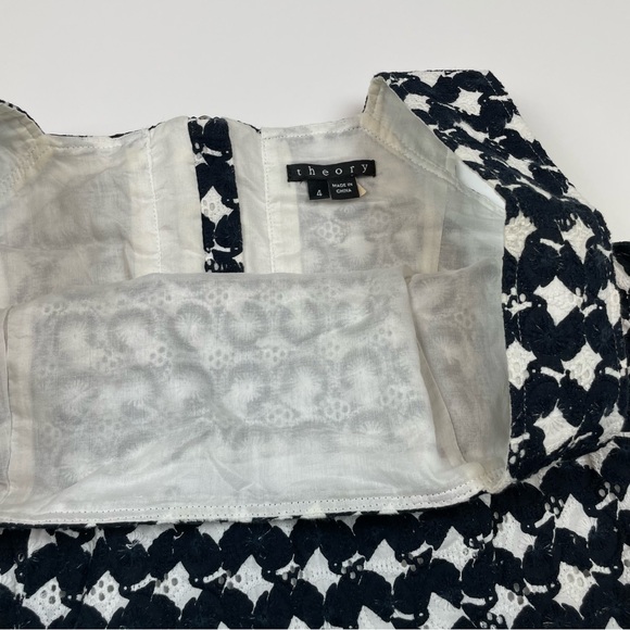 Theory Navy & White Elexis Eyelet A-Line Dress - Picture 6 of 12